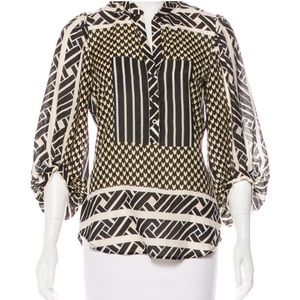 DVF Syrahni Silk blend Tunic Blouse